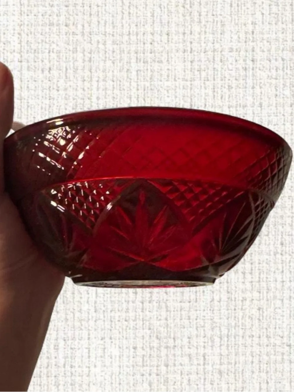 Cristal d’Arques-Durand “Antique Ruby” Pattern Red Glass Bowl (2 pieces)